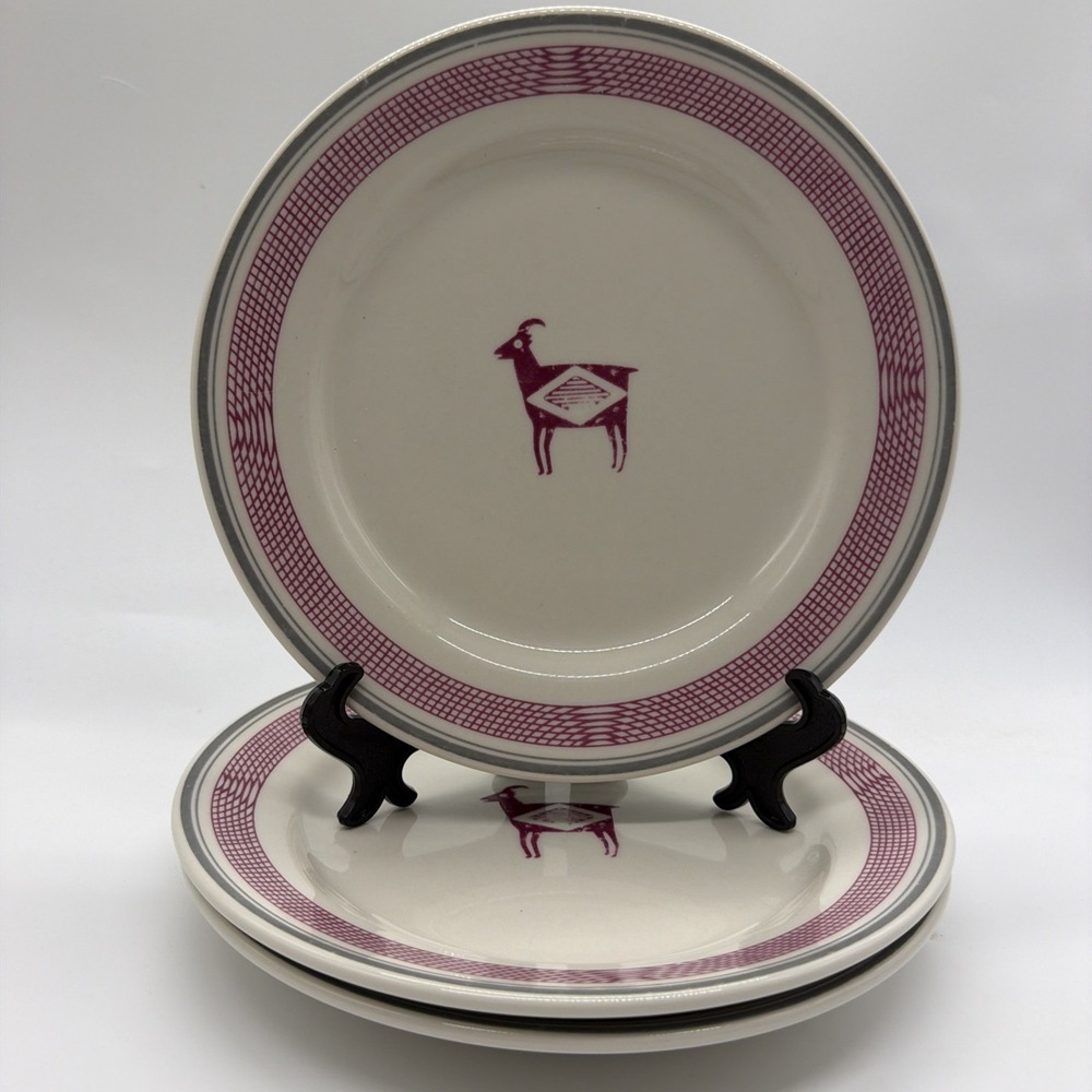 Pipestone Mimbreno Ancient Indian 8" SALAD PLATE(S) Replica Santa Fe RR Set Of 3
